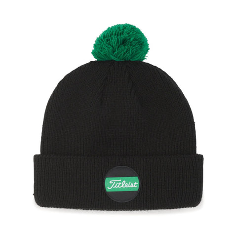 Pom Pom Haube "Shamrock" Schwarz/Grün