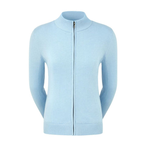 W Full Zip Lined Wool Blend Pullover Sky Blue