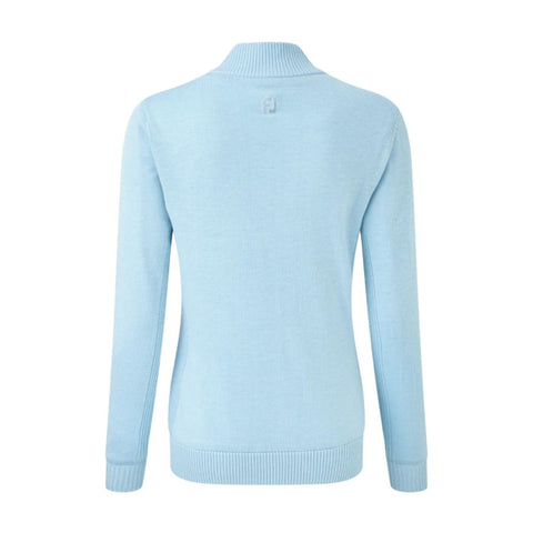 W Full Zip Lined Wool Blend Pullover Sky Blue