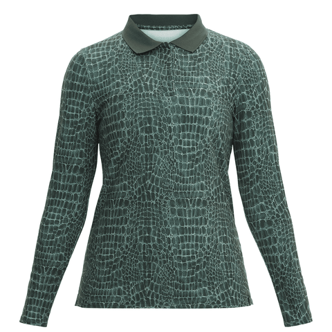 Sia Golf Polo Langarm Green Crocco Damen