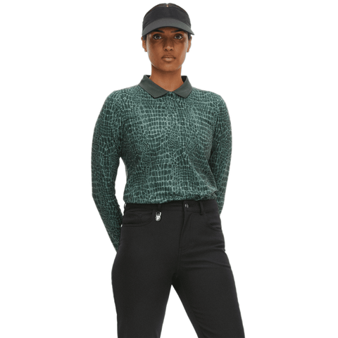 Sia Golf Polo Langarm Green Crocco Damen
