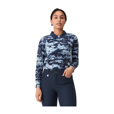 W Polo Sia Langarm Navyblau/Camo