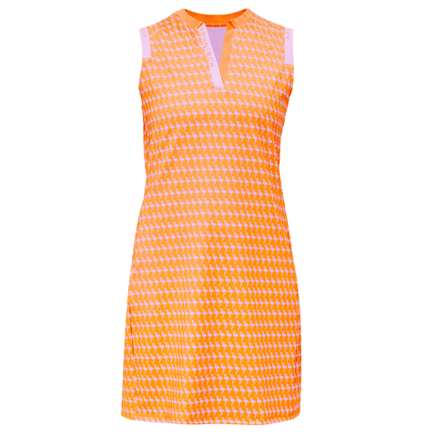 Abby Golf Kleid Damen Flamingo Aop Orange Ärmellos