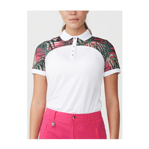W Element Block SS Polo Palm Fuchsia
