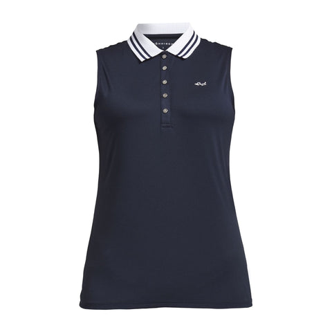 Polo Stripe Ärmellos Navyblau