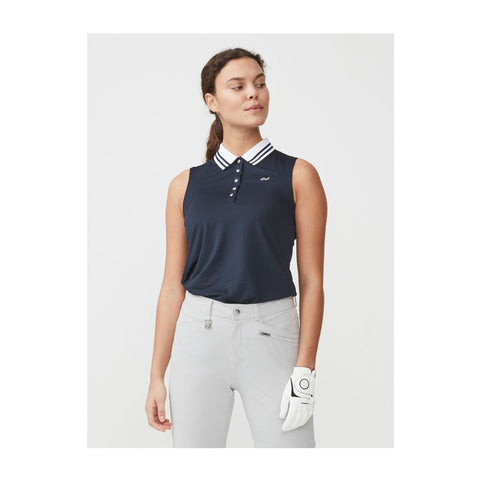 Polo Stripe Ärmellos Navyblau