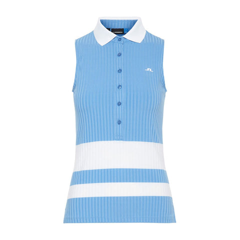 W Nora-Rib Jersey Polo Lake Blue