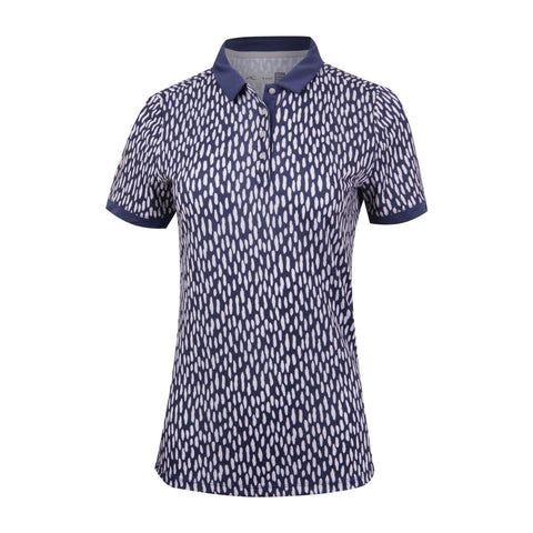 W Enya Printed SS Polo Atlanta Blau/Silber Fog