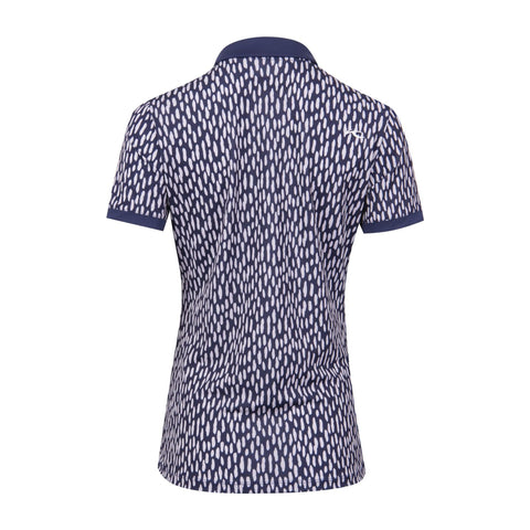 W Enya Printed SS Polo Atlanta Blau/Silber Fog