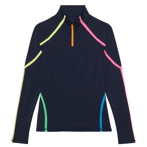 Colour Block 1/4 Zip Golf Polo Damen