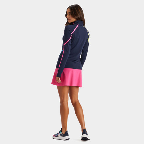Colour Block 1/4 Zip Golf Polo Damen