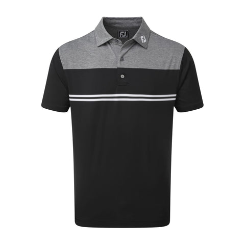 M Lisle Heather Colour Block SS Polo Charcoal/Blac
