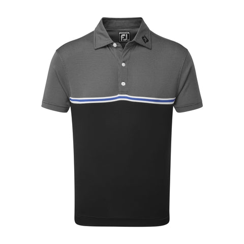 M Jacquard Top Colour Block SS Polo Black