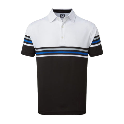 M Stretch Pique Colour Block SS Polo White/Black