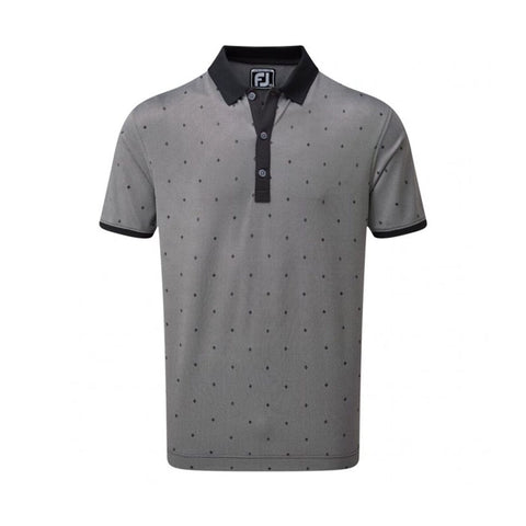 M Birdseye Argyle SS Polo Black/White