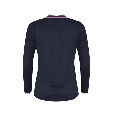 W Polo LS Stripe Navy