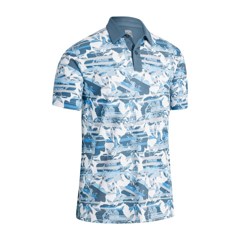 M Structured Printed Floral SS Polo Bright White