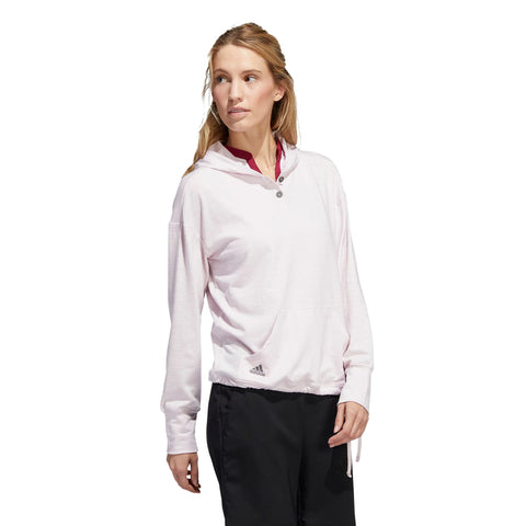 W Essentials Slub Hoodie Almost Pink/Weiß