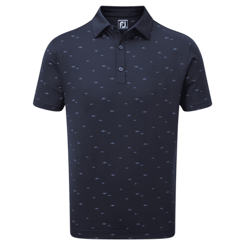 School of Fish Print Lisle Polo