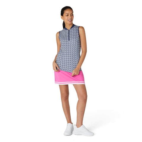 Sleeveless Geo Printed Meshback Polo
