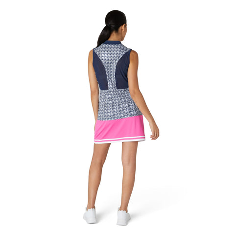 Sleeveless Geo Printed Meshback Polo