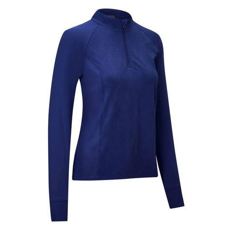 M 1/4 Zip Layer Jacquard Floral Dunkelblau