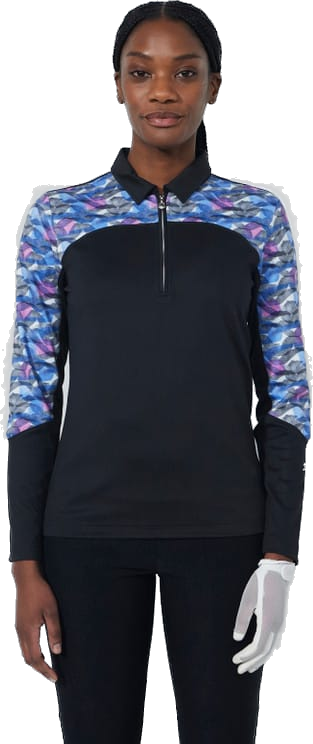 Print Peach Poloshirt Damen