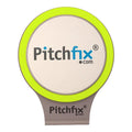 Pitchfix.com Smartwatch mit neongelb-grünem Armband und grauem Gehäuse, frontal auf neutralem Hintergrund fotografiert