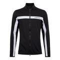 Schwarze Trainingsjacke von J.Lindeberg mit weißen Seitenstreifen und Reißverschluss
