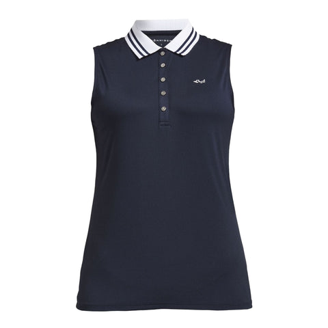 Polo Stripe Ärmellos Poloshirt Damen