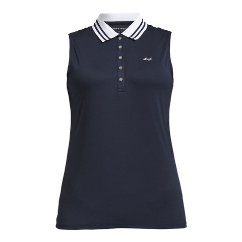 Polo Stripe Ärmellos Poloshirt Damen