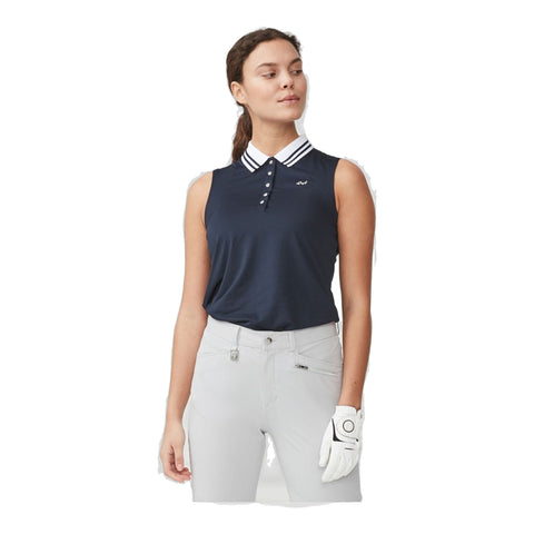 Polo Stripe Ärmellos Poloshirt Damen
