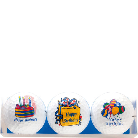 Happy Birthday Ballons & Torte Golfbälle