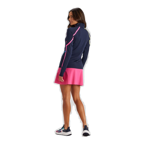 Colour Block 1/4 Zip Golf Polo Damen