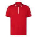 Rotes Herren-Poloshirt mit weißen Akzenten und halbem Reißverschluss