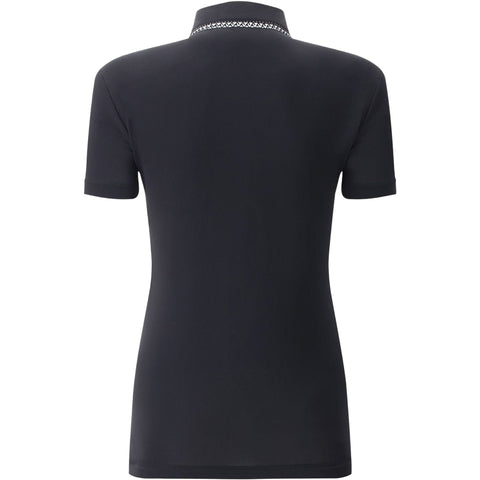 W Aroa SS Polo Schwarz (Kragen-Muster) Damen