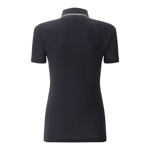 W Aroa SS Polo Schwarz (Kragen-Muster) Damen