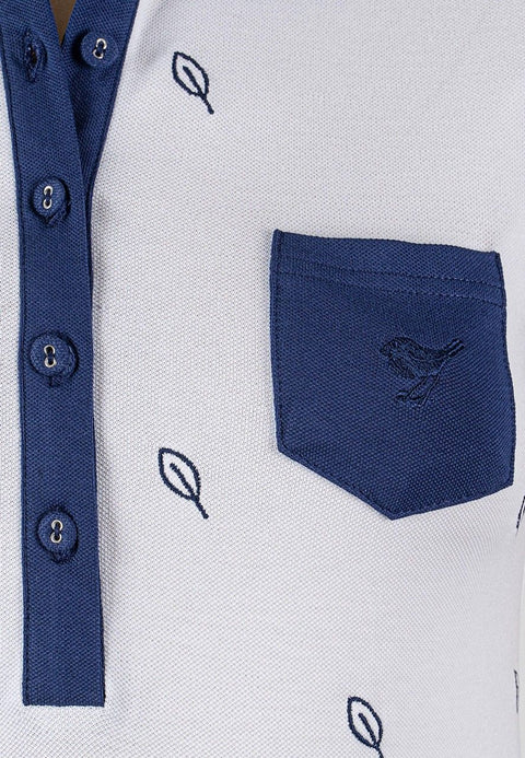 Girls Golf Little Leaves SL Polo, white Damen
