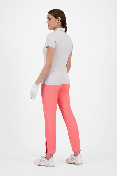 W Alaya Jacquard SS Polo Animal Grey White Damen