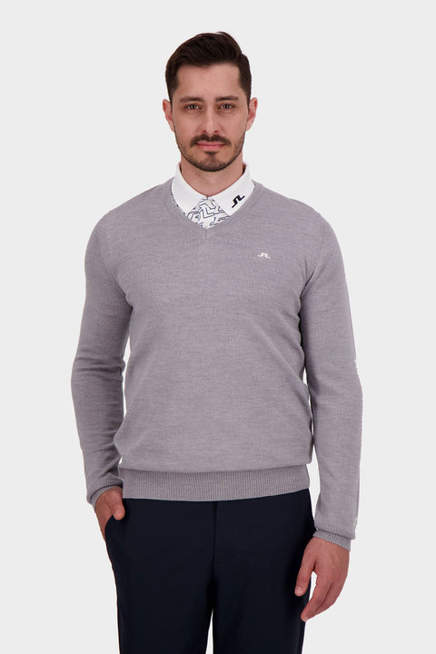 Lymann Knitted Sweater Light Grey Melange Herren
