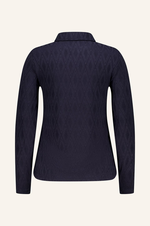 Graphic Jaquard Langarm Polohemd Damen