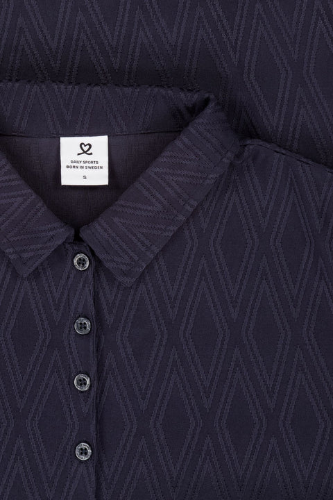 Graphic Jaquard Langarm Polohemd Damen