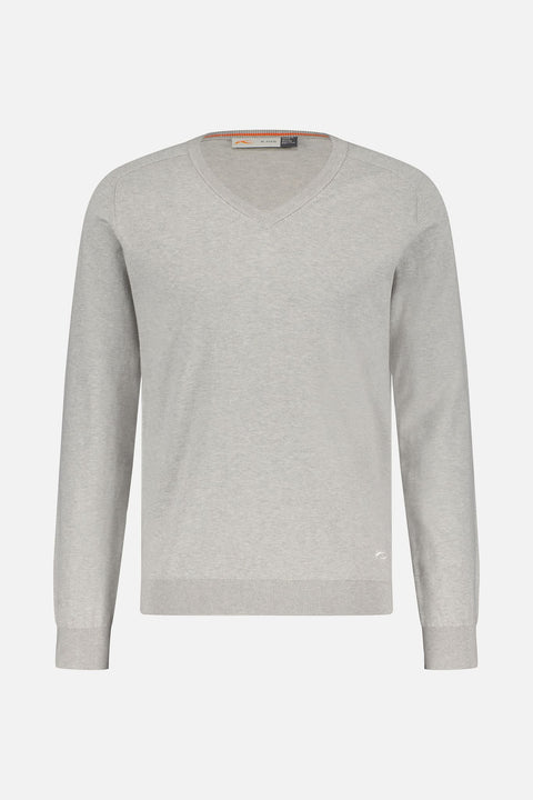 Pullover V-Ausschnitt Kirk M Silver Fog Melange Herren