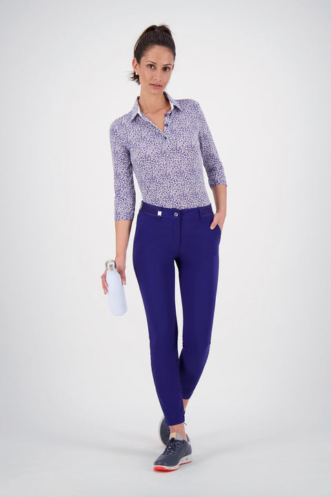 W Abatjour 3/4 Polo Blau/Weiß Gemustert Damen