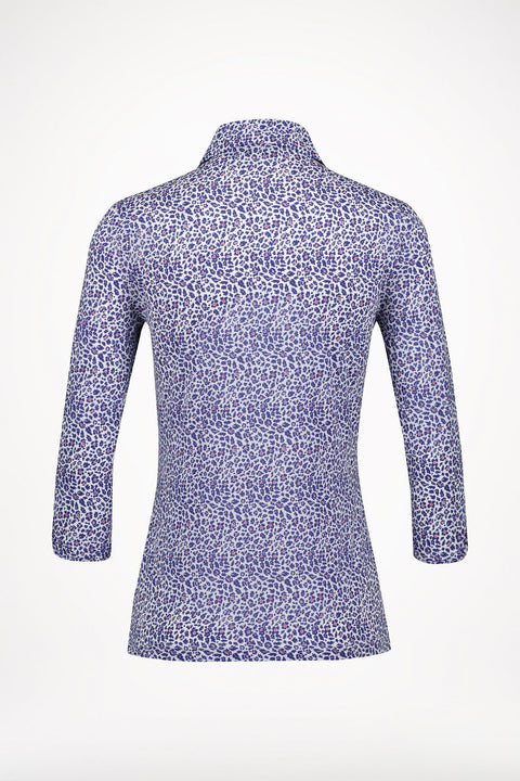 W Abatjour 3/4 Polo Blau/Weiß Gemustert Damen