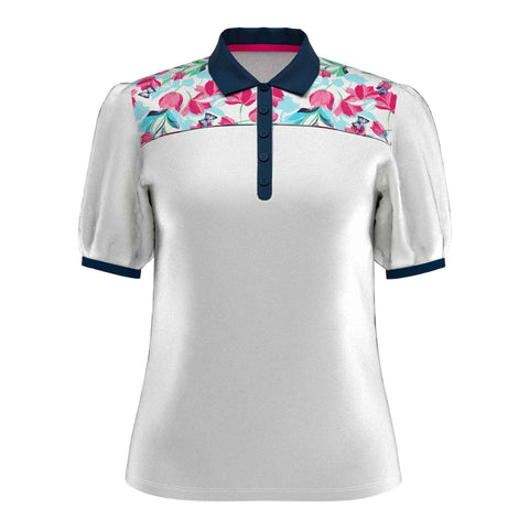 Brushstroke Print SS Polo Damen