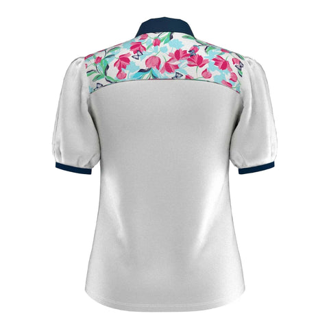 Brushstroke Print SS Polo Damen