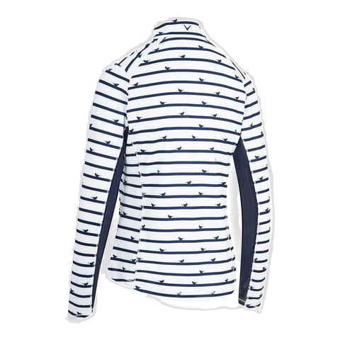 Birdie Stripe Sun Protection Langarm Polo Damen