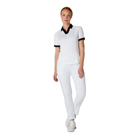 Short Sleeve V-Placket Colorblock Shirt Damen