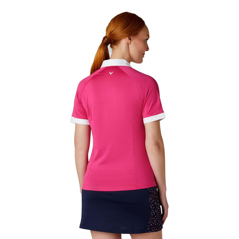 Short Sleeve V-Placket Colorblock Shirt Damen